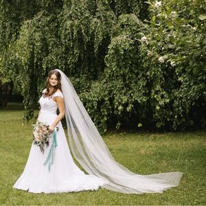 9ft Cathedral length wedding veil 108” width - color silk white